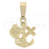 Oro Laminado Religious Pendant, Gold Filled Style Cross Design, Diamond Cutting Finish, Golden Finish, 5.186.025