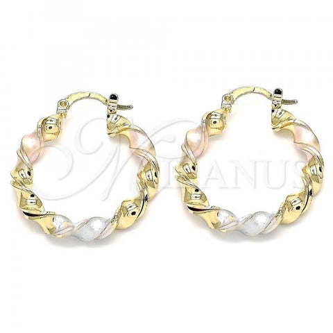 Oro Laminado Small Hoop, Gold Filled Style Polished, Tricolor, 02.170.0167.25