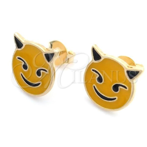 Oro Laminado Stud Earring, Gold Filled Style Yellow Enamel Finish, Golden Finish, 02.02.0481