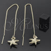 Oro Laminado Threader Earring, Gold Filled Style Star Design, Diamond Cutting Finish, Golden Finish, 5.116.004