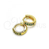 Oro Laminado Huggie Hoop, Gold Filled Style with Green Micro Pave, Polished, Golden Finish, 02.195.0110.6.10