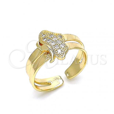 Oro Laminado Baby Ring, Gold Filled Style Butterfly Design, with White Micro Pave, Polished, Golden Finish, 01.233.0021 (One size fits all)