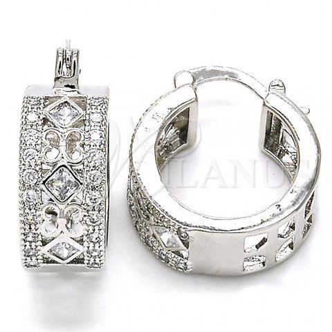 Rhodium Plated Small Hoop, with White Cubic Zirconia, Polished, Rhodium Finish, 02.210.0282.5.20