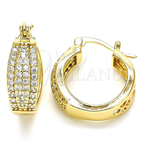 Oro Laminado Small Hoop, Gold Filled Style with White Cubic Zirconia, Polished, Golden Finish, 02.210.0273.20