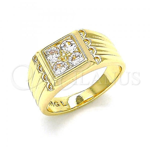 Oro Laminado Baby Ring, Gold Filled Style with White Cubic Zirconia, Polished, Golden Finish, 01.185.0017.05 (Size 5)