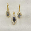 Oro Laminado Earring and Pendant Adult Set, Gold Filled Style with Cubic Zirconia, Golden Finish, 5.058.013