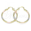 Oro Laminado Medium Hoop, Gold Filled Style Diamond Cutting Finish, Tricolor, 02.213.0245.40