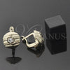 Oro Laminado Leverback Earring, Gold Filled Style with White Cubic Zirconia, Diamond Cutting Finish, Golden Finish, 5.127.046.2