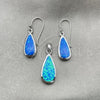 Sterling Silver Earring and Pendant Adult Set, Teardrop Design, with Bermuda Blue Opal, Polished, Silver Finish, 10.391.0027