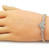 Oro Laminado Fancy Bracelet, Gold Filled Style Heart and Baguette Design, with White Cubic Zirconia, Polished, Golden Finish, 03.283.0478.07
