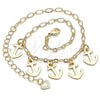 Oro Laminado Charm Anklet , Gold Filled Style Chunky Design, Polished, Golden Finish, 03.63.2192.10