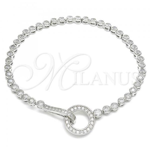 Sterling Silver Fancy Bracelet, with White Cubic Zirconia, Polished, Rhodium Finish, 03.286.0002.08