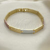 Oro Laminado Solid Bracelet, Gold Filled Style Polished, Tricolor, 03.102.0055.08