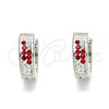 Stainless Steel Huggie Hoop, with Garnet and White Crystal, Polished, Steel Finish, 02.230.0073.1.12