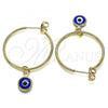 Oro Laminado Medium Hoop, Gold Filled Style Evil Eye Design, Blue Resin Finish, Golden Finish, 02.63.2743.30