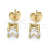 Oro Laminado Stud Earring, Gold Filled Style with White Cubic Zirconia, Polished, Golden Finish, 02.284.0010