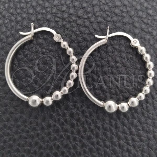 Sterling Silver Medium Hoop, Ball Design, Polished, Silver Finish, 02.399.0022.25