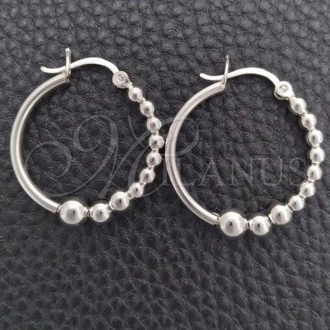 Sterling Silver Medium Hoop, Ball Design, Polished, Silver Finish, 02.399.0022.25