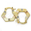 Oro Laminado Small Hoop, Gold Filled Style Diamond Cutting Finish, Tricolor, 02.102.0048.25
