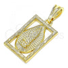 Oro Laminado Religious Pendant, Gold Filled Style Guadalupe Design, Polished, Golden Finish, 05.351.0140