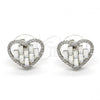 Rhodium Plated Stud Earring, Heart Design, with Crystal Swarovski Crystals and White Crystal, Polished, Rhodium Finish, 02.26.0141.1