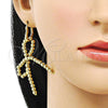 Oro Laminado Dangle Earring, Gold Filled Style Bow and Heart Design, Polished, Golden Finish, 02.341.0194.1