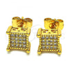 Oro Laminado Stud Earring, Gold Filled Style with White Cubic Zirconia, Polished, Golden Finish, 02.344.0010.1
