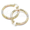 Oro Laminado Medium Hoop, Gold Filled Style Diamond Cutting Finish, Tricolor, 02.170.0242.1.40
