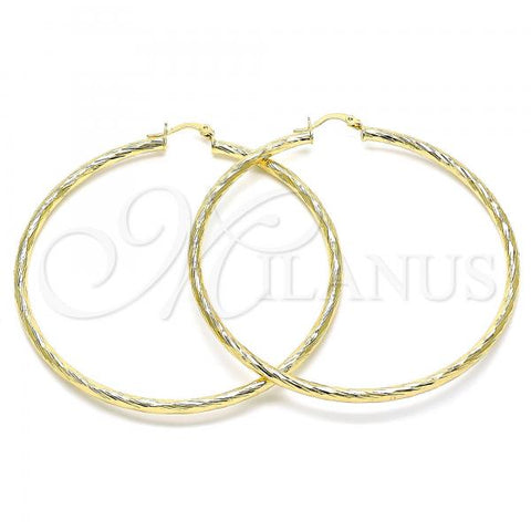 Oro Laminado Extra Large Hoop, Gold Filled Style Diamond Cutting Finish, Golden Finish, 02.213.0254.1.70