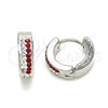 Stainless Steel Huggie Hoop, with Garnet and White Crystal, Polished, Steel Finish, 02.230.0072.1.12