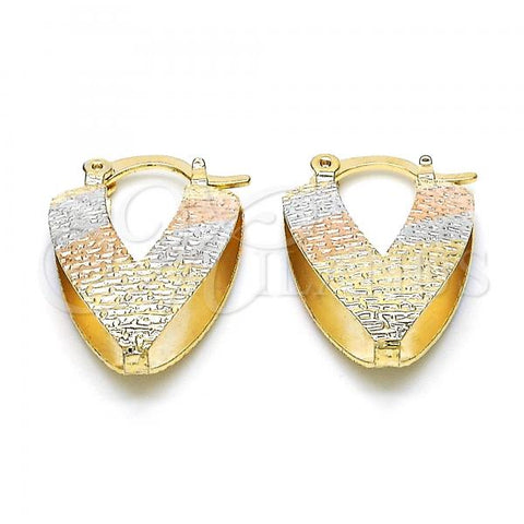 Oro Laminado Small Hoop, Gold Filled Style Diamond Cutting Finish, Tricolor, 02.65.2534.15