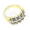 Oro Laminado Multi Stone Ring, Gold Filled Style with Amethyst Cubic Zirconia, Polished, Golden Finish, 01.346.0020.5.09