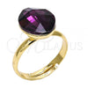 Oro Laminado Multi Stone Ring, Gold Filled Style with Amethyst Swarovski Crystals, Polished, Golden Finish, 01.239.0008.11 (One size fits all)