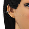 Oro Laminado Earcuff Earring, Gold Filled Style with White Cubic Zirconia, Polished, Golden Finish, 02.210.0692