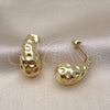 Oro Laminado Stud Earring, Gold Filled Style Chunky Design, Polished, Golden Finish, 02.163.0253