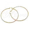 Oro Laminado Extra Large Hoop, Gold Filled Style Diamond Cutting Finish, Tricolor, 02.170.0297.70