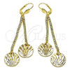 Oro Laminado Long Earring, Gold Filled Style with Cubic Zirconia, Golden Finish, 5.075.009