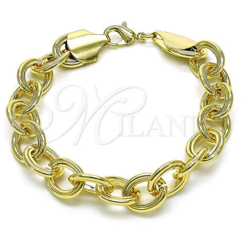 Oro Laminado Fancy Bracelet, Gold Filled Style Rolo Design, Polished, Golden Finish, 03.331.0235.09