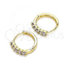 Oro Laminado Huggie Hoop, Gold Filled Style with Amethyst Cubic Zirconia, Polished, Golden Finish, 02.210.0643.3.12