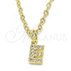 Oro Laminado Fancy Pendant, Gold Filled Style Initials Design, with White Cubic Zirconia, Polished, Golden Finish, 05.341.0025
