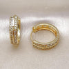 Oro Laminado Huggie Hoop, Gold Filled Style with White Cubic Zirconia, Polished, Golden Finish, 02.210.0848.22