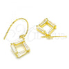 Sterling Silver Dangle Earring, with White Cubic Zirconia, Polished, Golden Finish, 02.366.0007.1