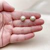 Oro Laminado Stud Earring, Gold Filled Style and Love Knot with Ivory Pearl, Brushed Finish, Golden Finish, 02.342.0363