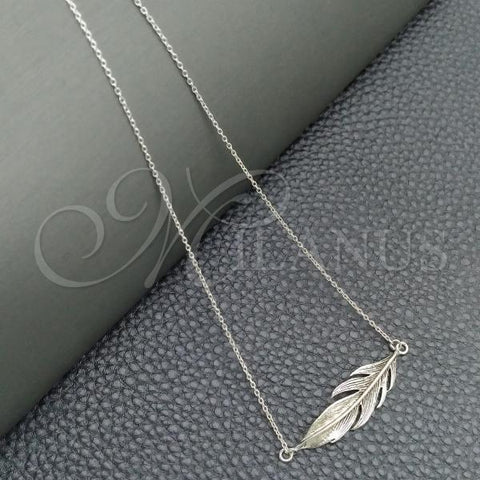 Sterling Silver Fancy Necklace, Rolo and Heart Design, Polished, Silver Finish, 04.397.0001.18