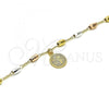 Oro Laminado Bracelet Rosary, Gold Filled Style San Benito Design, Polished, Tricolor, 03.351.0020.08