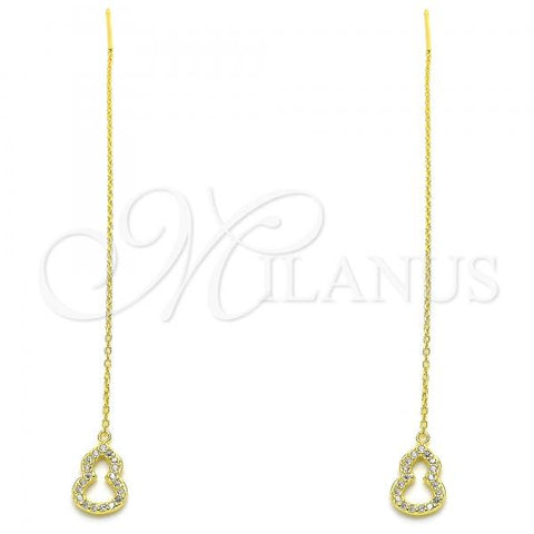 Sterling Silver Threader Earring, with White Micro Pave, Polished, Golden Finish, 02.366.0010.1