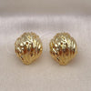 Oro Laminado Stud Earring, Gold Filled Style Chunky Design, Polished, Golden Finish, 02.163.0248