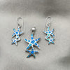 Sterling Silver Earring and Pendant Adult Set, Star Design, with Bermuda Blue Opal, Polished, Silver Finish, 10.391.0009