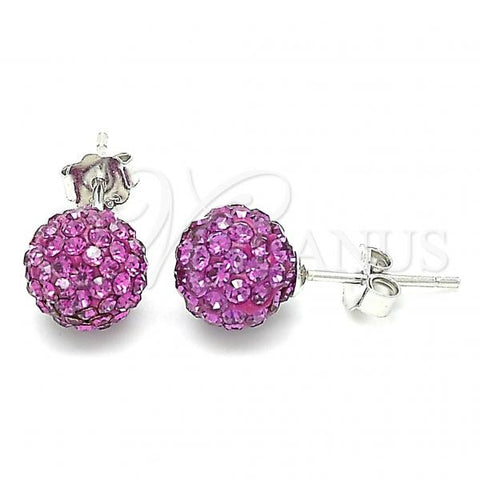 Sterling Silver Stud Earring, with Ruby Crystal, Polished, Rhodium Finish, 02.332.0042.11