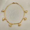 Oro Laminado Charm Anklet , Gold Filled Style Elephant Design, Polished, Golden Finish, 03.32.0589.10